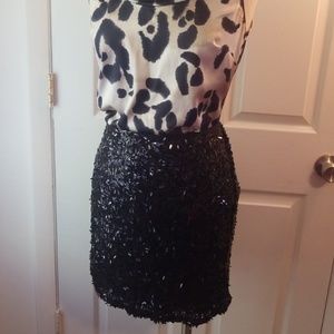 NWT ANN TAYLOR black sequin skirt